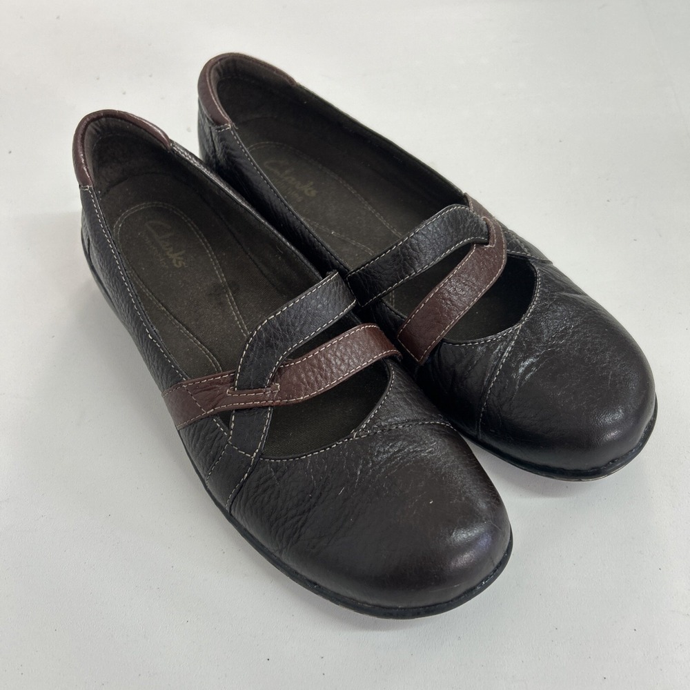 Clarks Bendables Womens Loafers Sz 9.5M Brown‎ Leather Casual Shoes